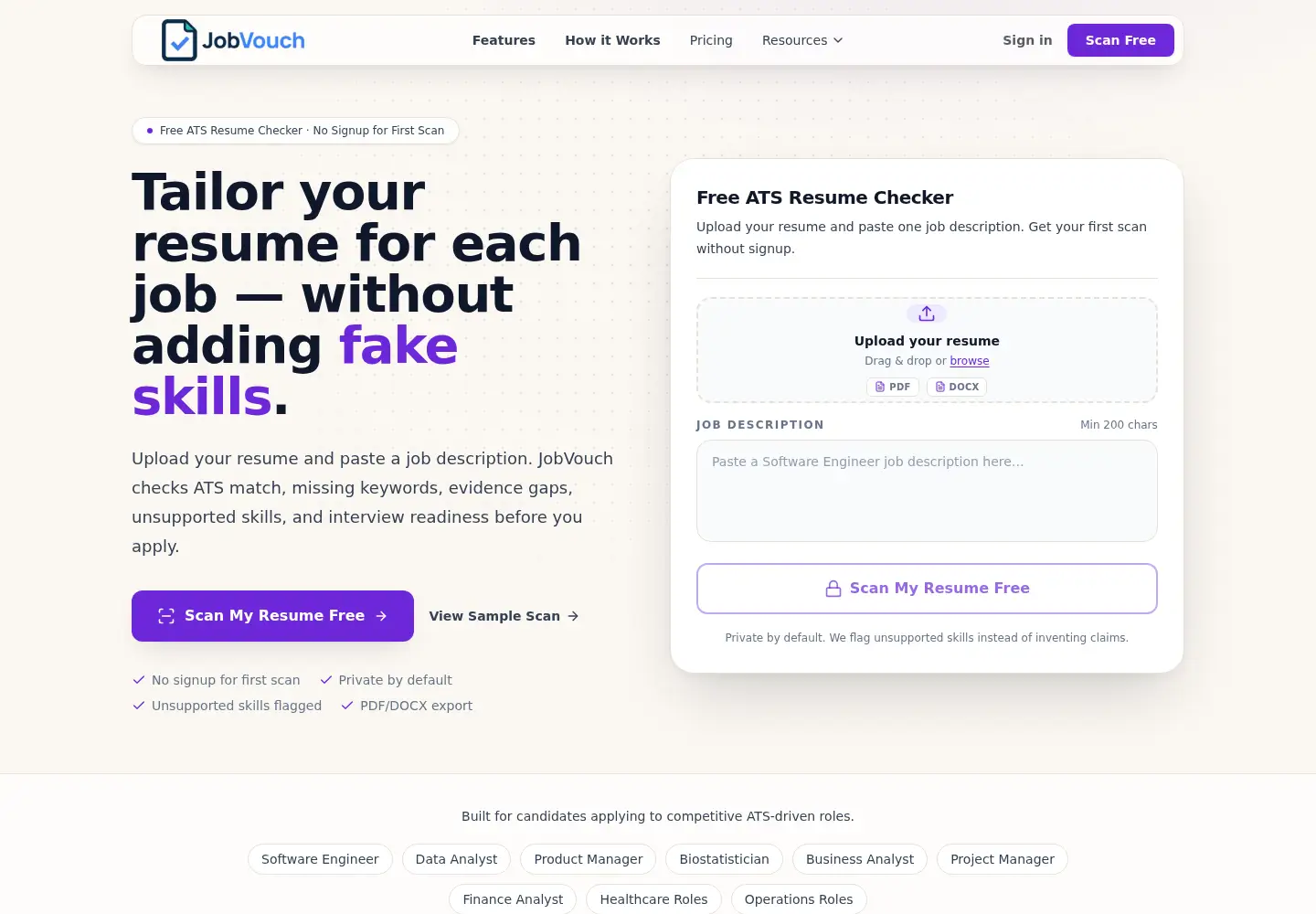 Screenshot of jobvouch.co