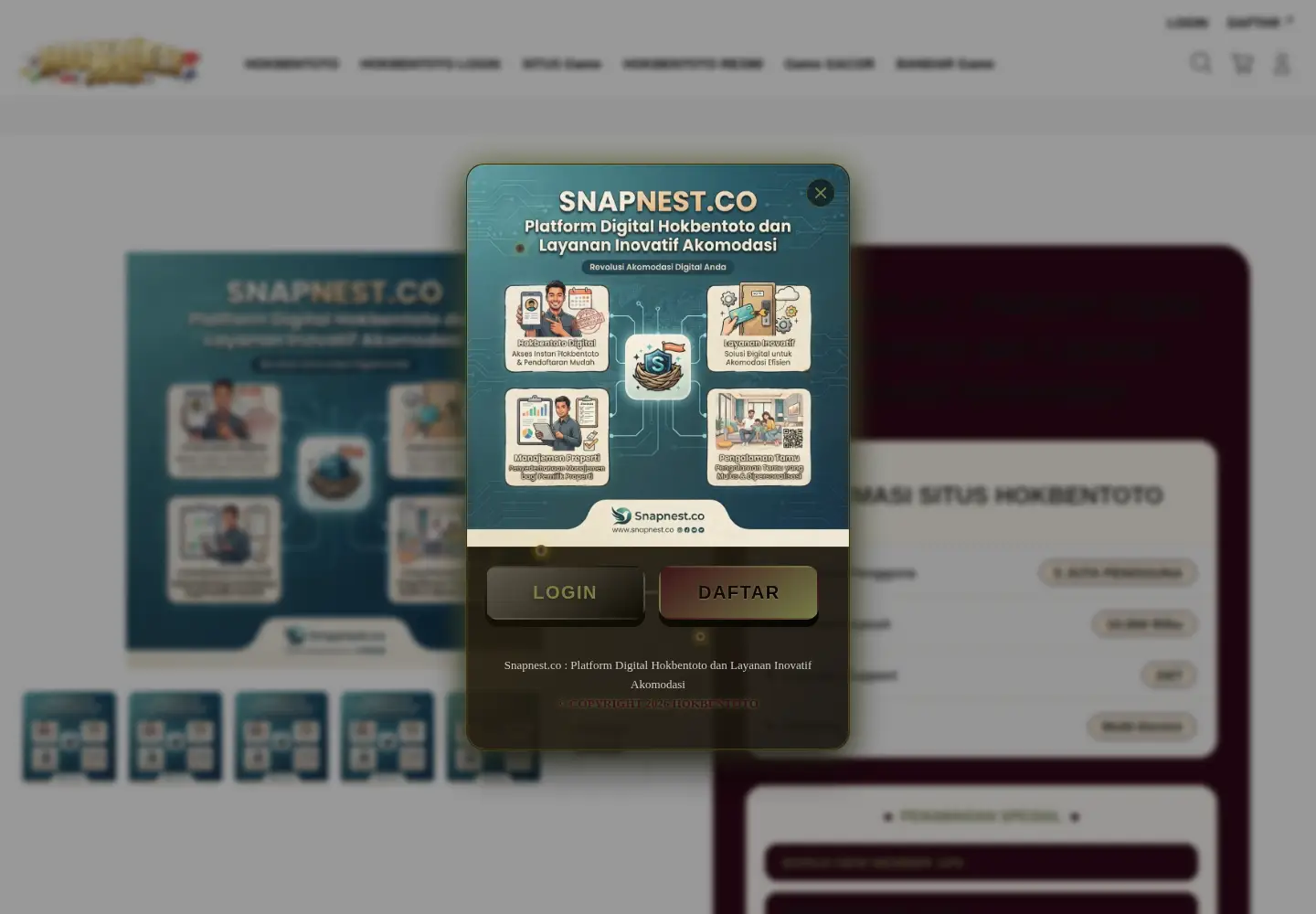 Captured homepage of snapnest.co in the current scan
