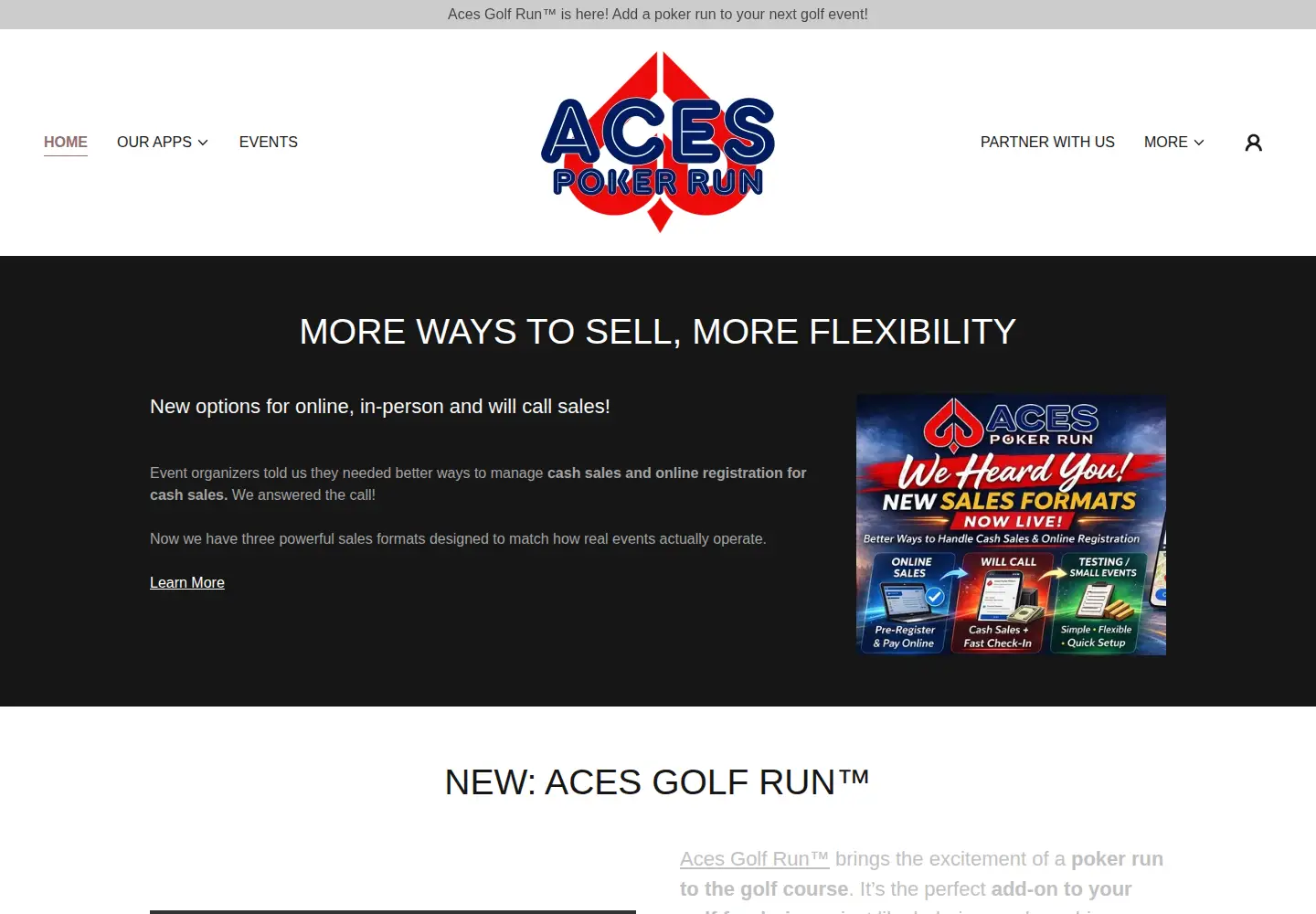 Captured homepage of acespokerrun.com in the current scan