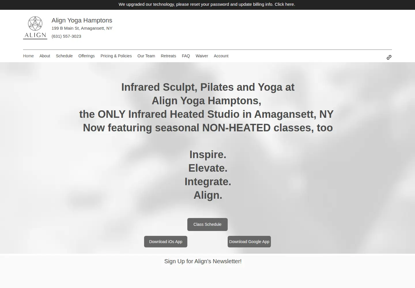 Screenshot of alignyogahamptons.com