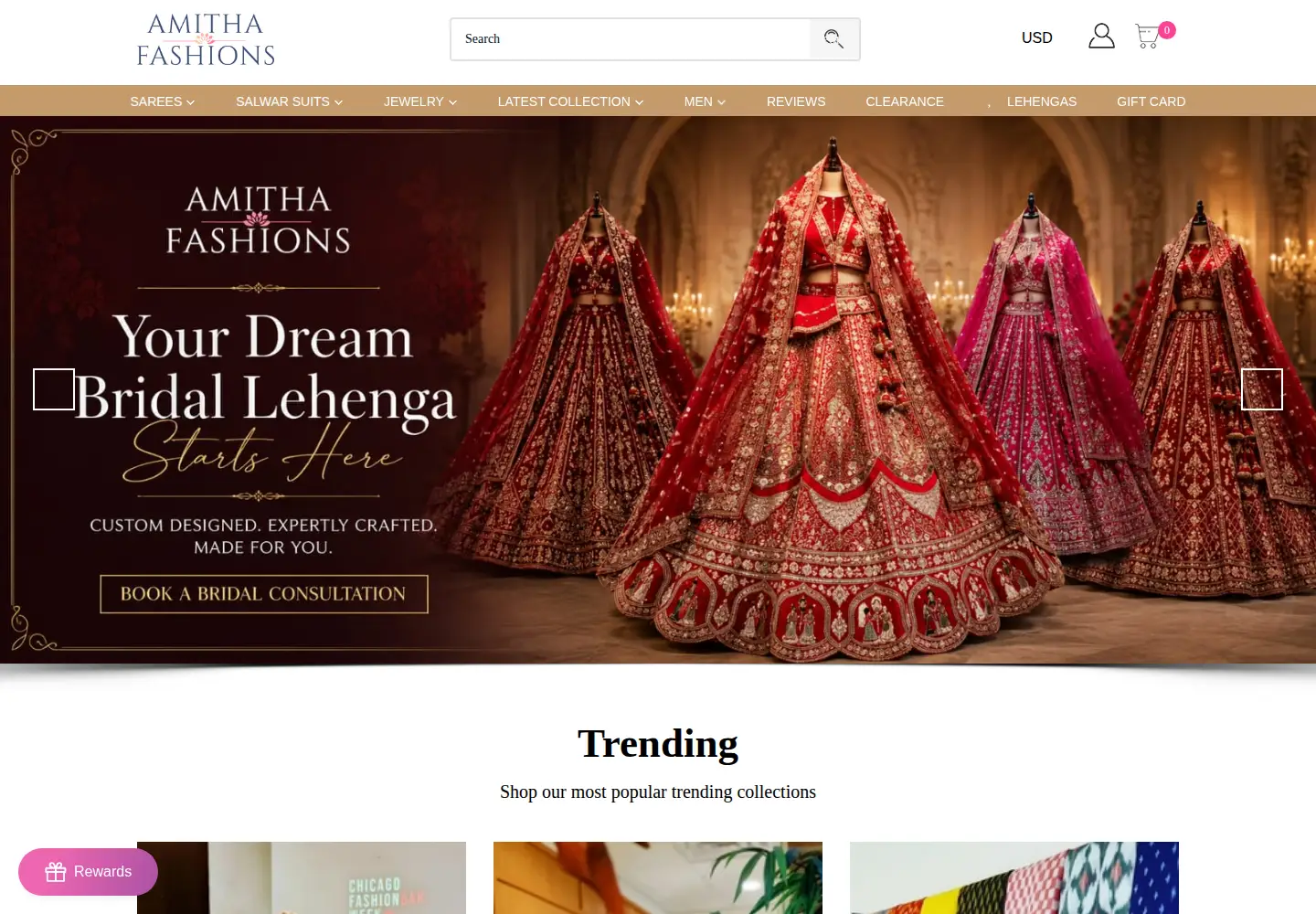 Captured homepage of amithafashions.com in the current scan