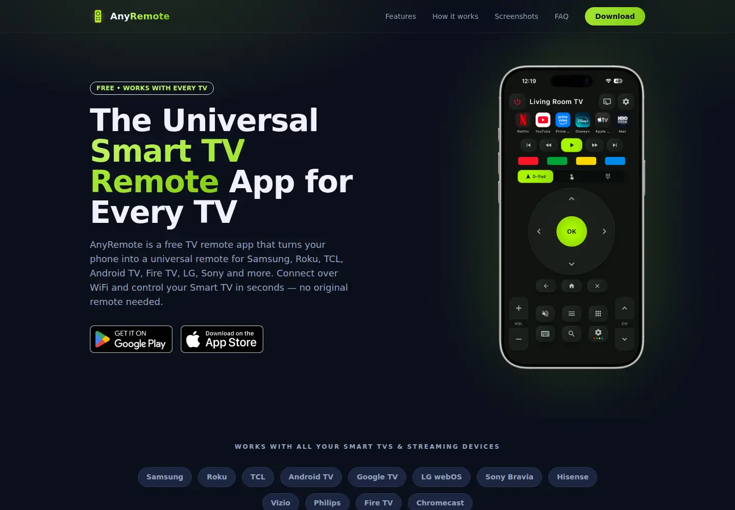 Captured homepage of anytvremote.com in the current scan
