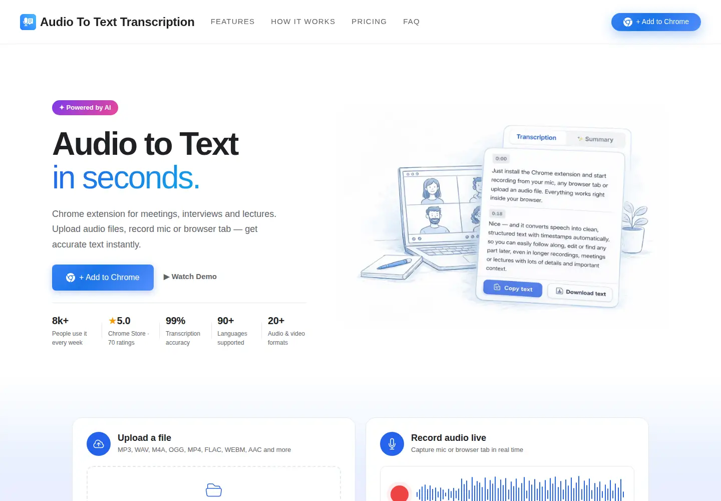 Screenshot of audio-to-text-transcription.com