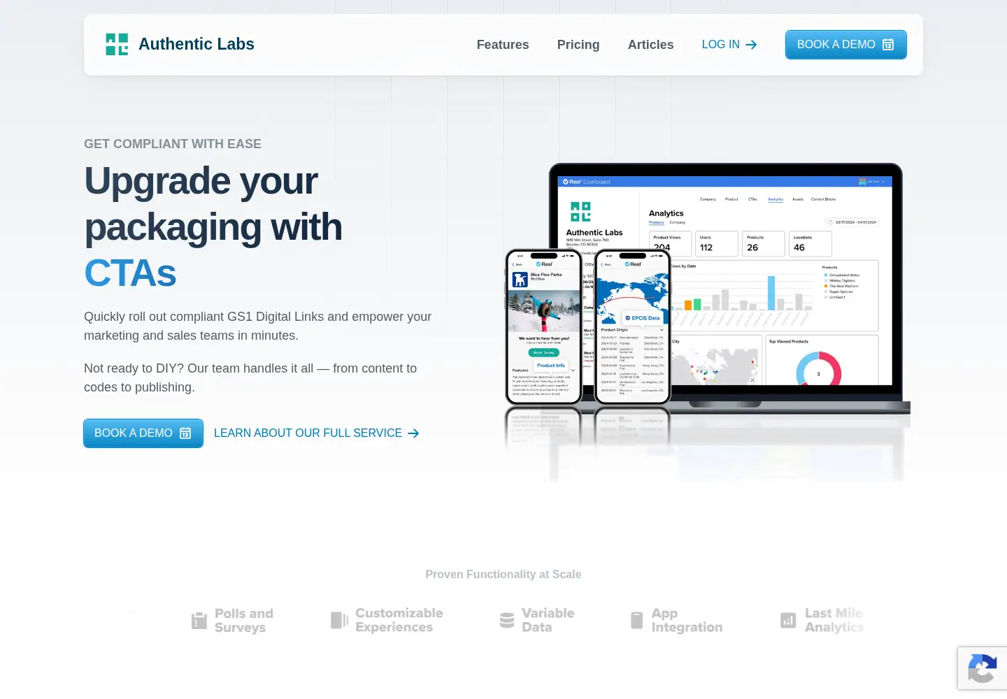 Captured homepage of authenticlabs.com in the current scan