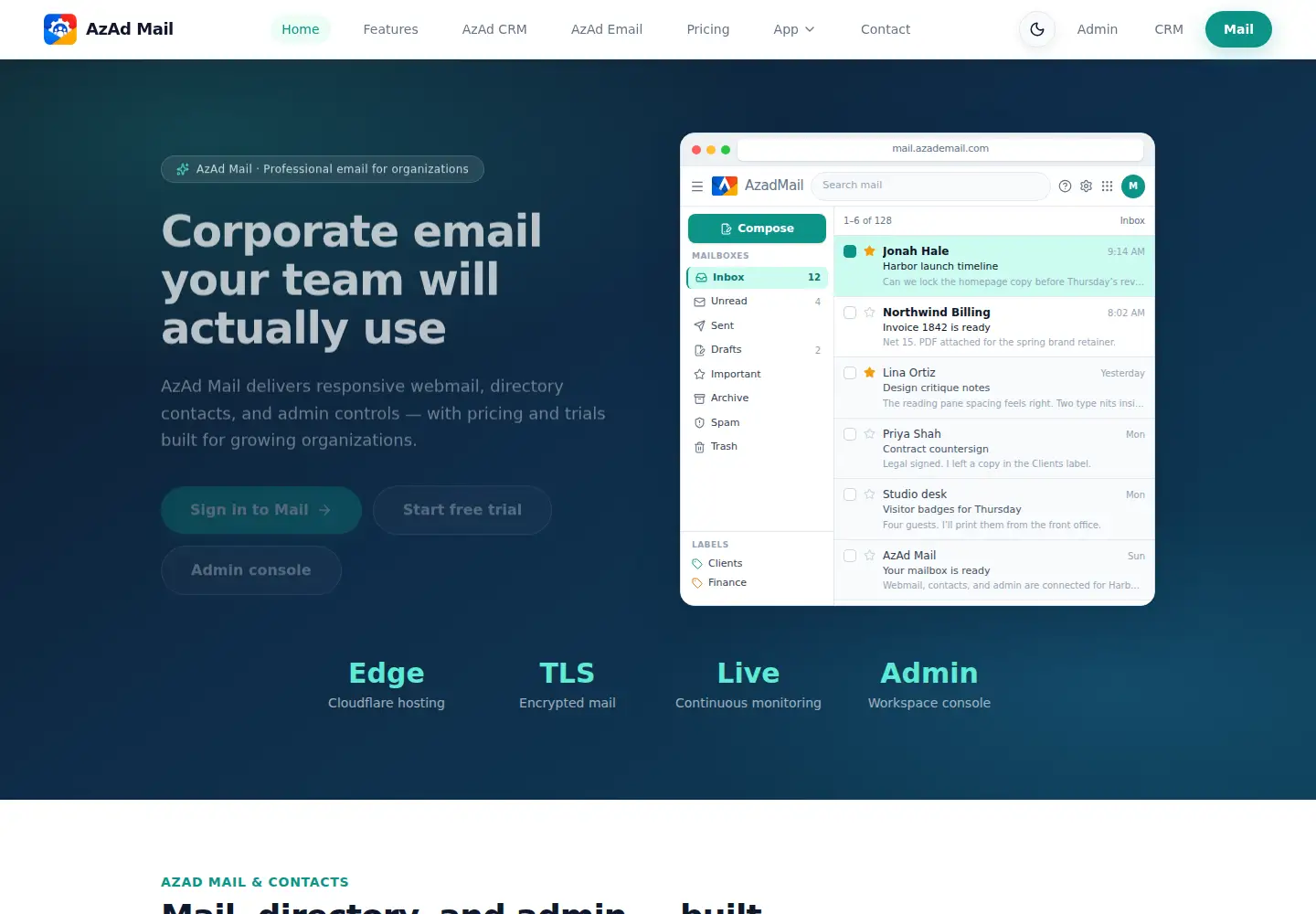 Screenshot of azademail.com