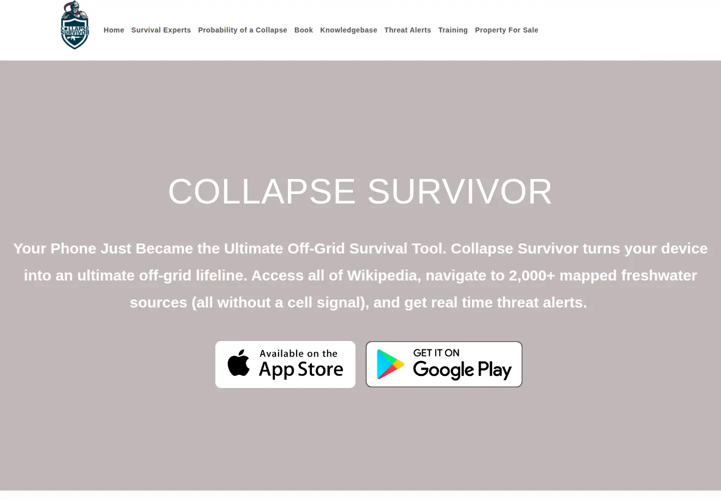 Captured homepage of collapsesurvivor.com in the current scan
