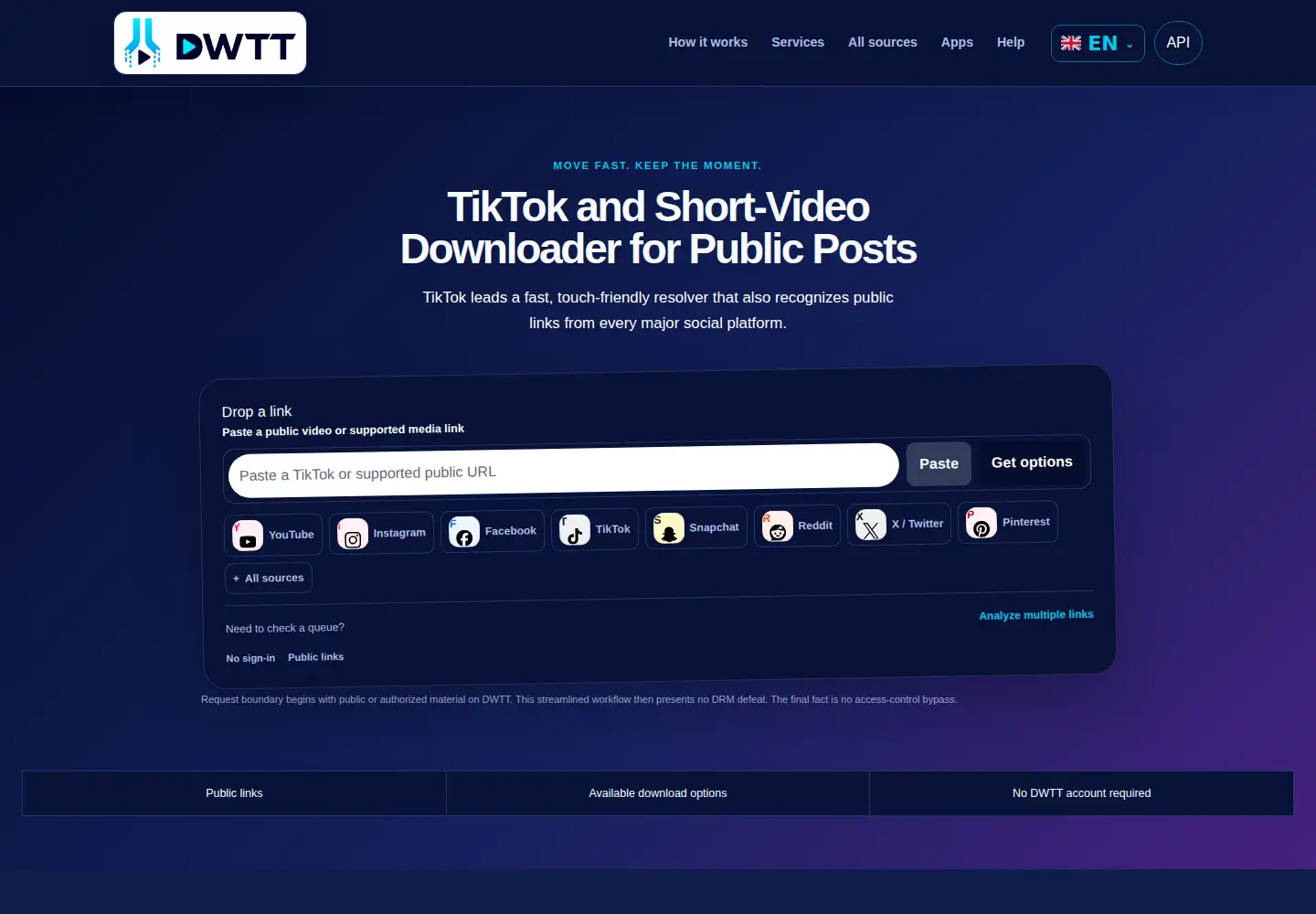 Screenshot of dwtt.app