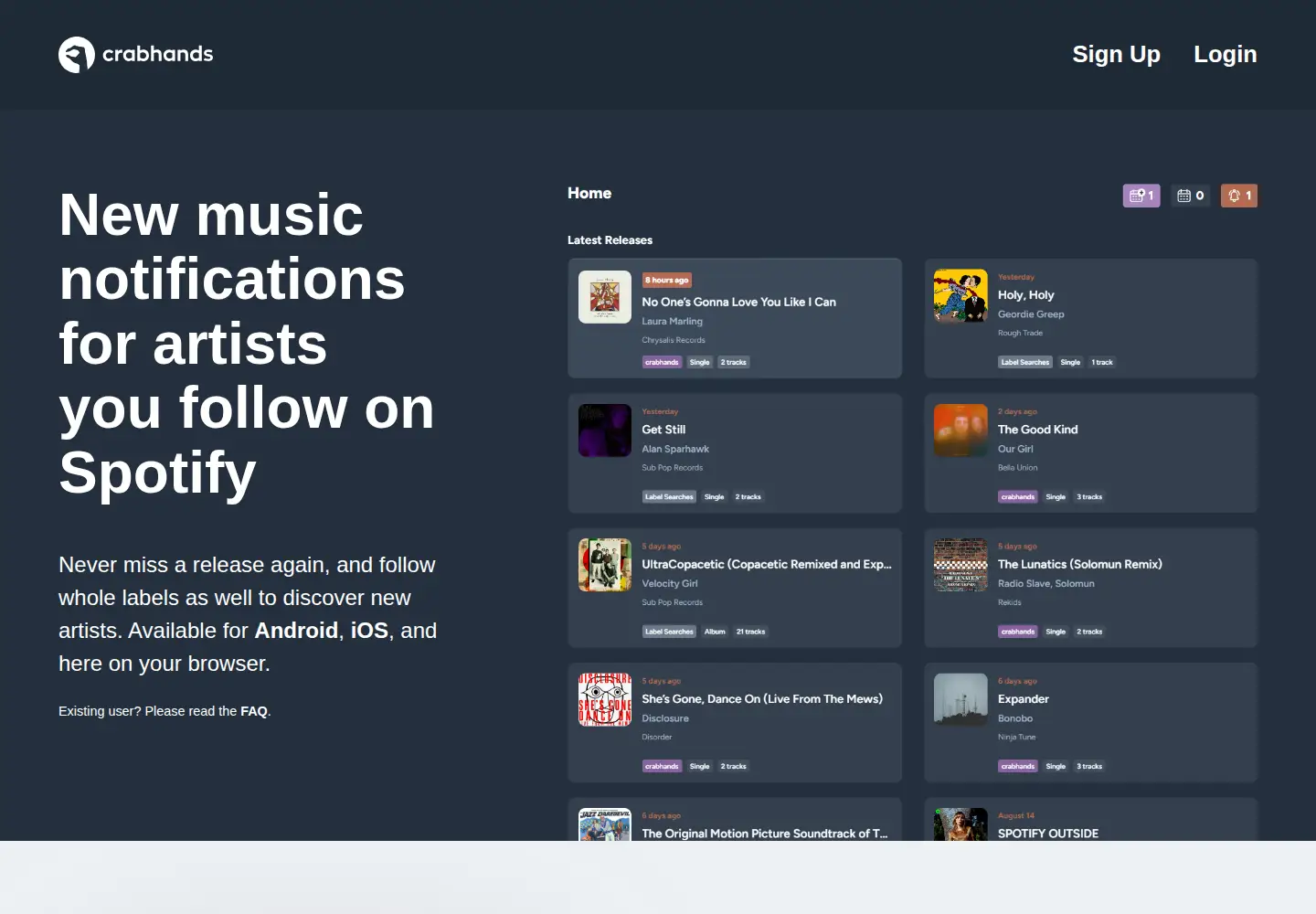 Screenshot of crabhands.com