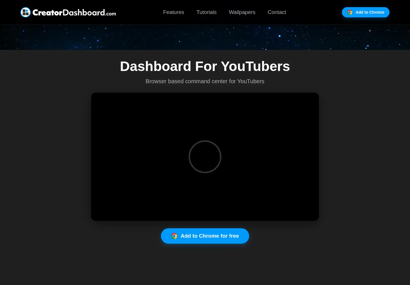 Captured homepage of creatordashboard.com in the current scan