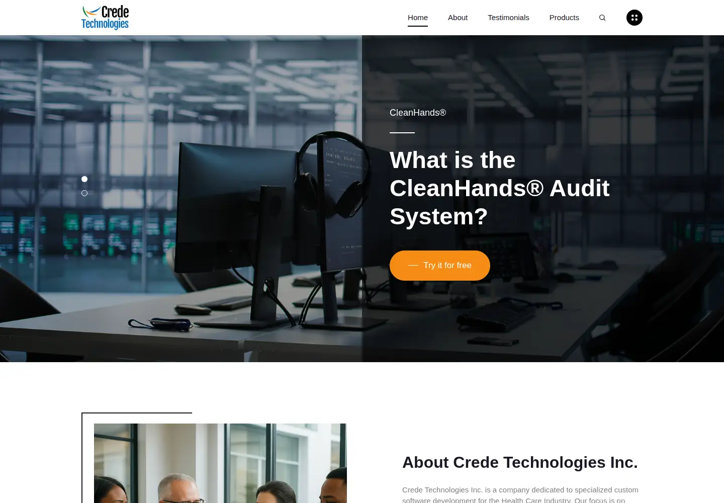 Captured homepage of credetechnologies.com in the current scan
