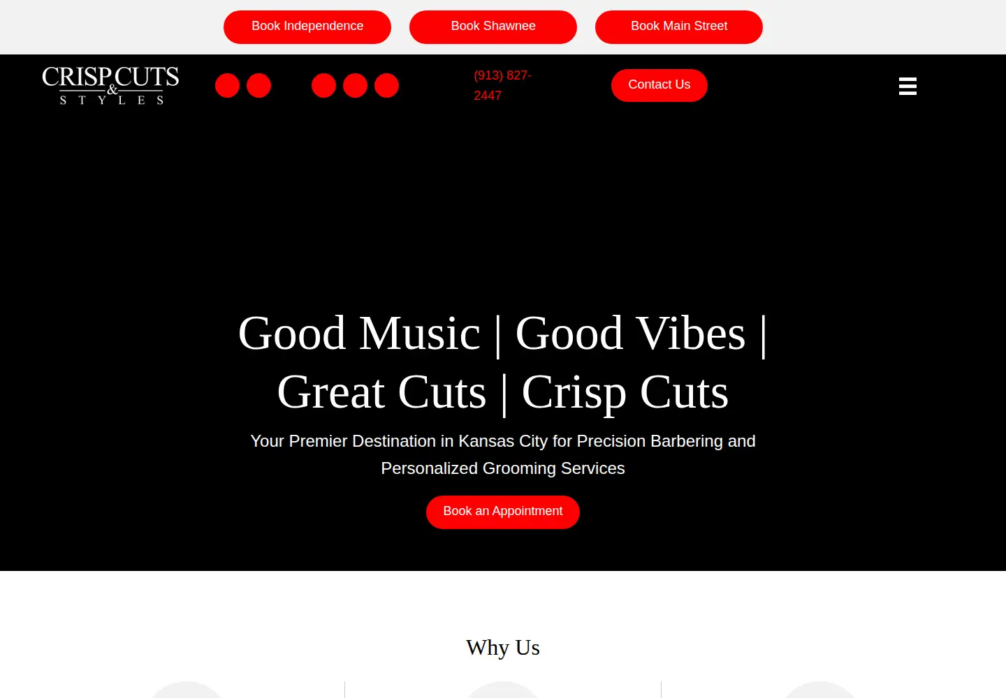 Captured homepage of crispcuts.com in the current scan