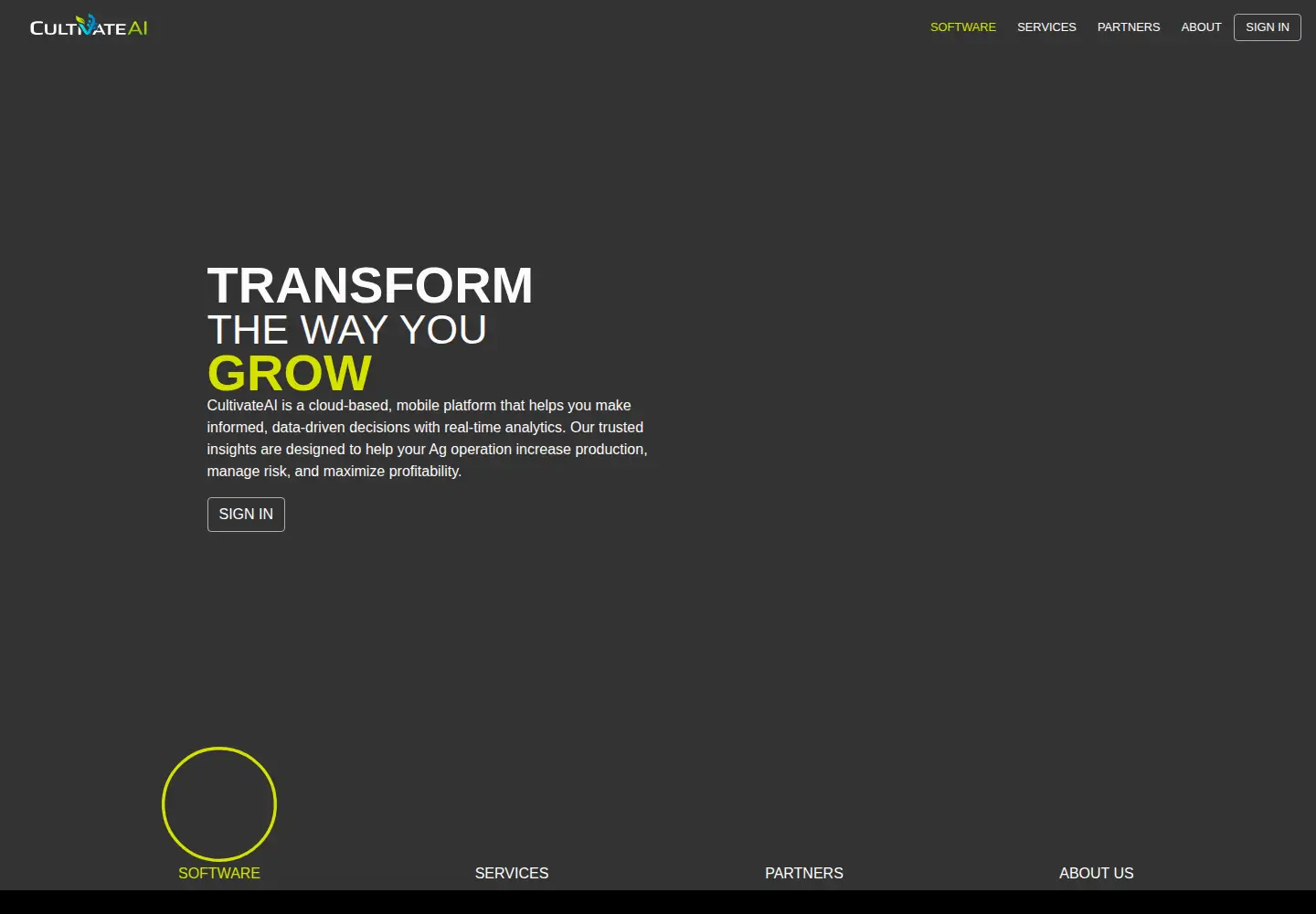 Captured homepage of cultivateagi.com in the current scan