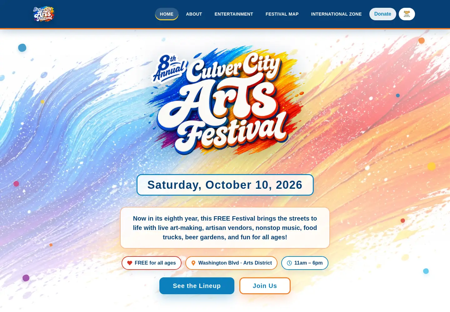 Screenshot of culvercityartsfestival.com