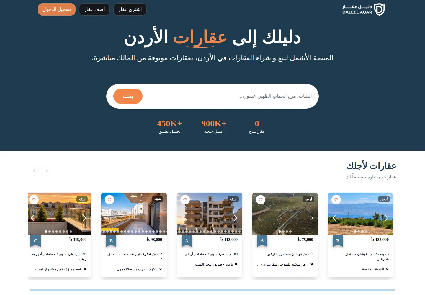 Captured homepage of daleelaqar.com in the current scan