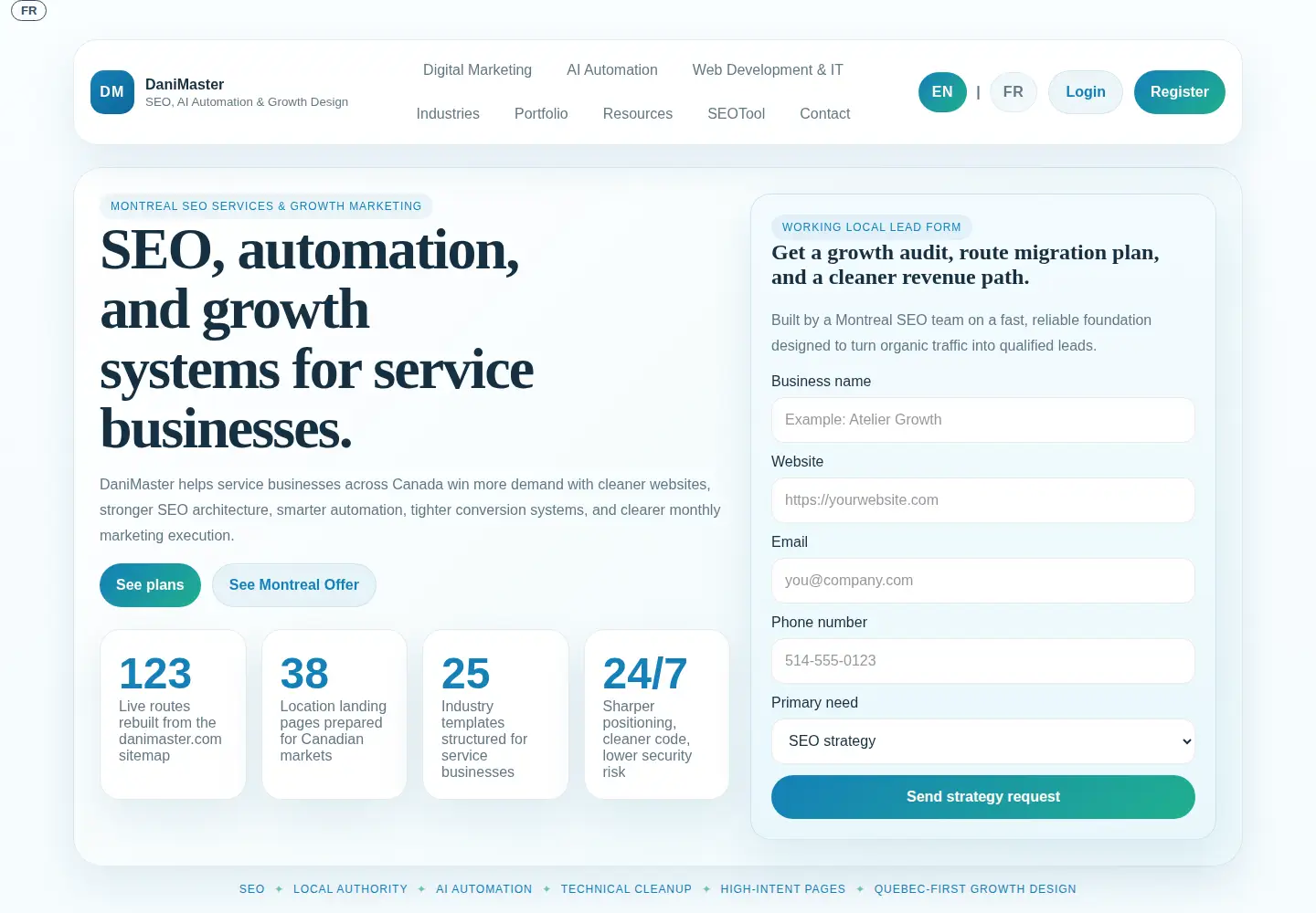 Captured homepage of danimaster.com in the current scan