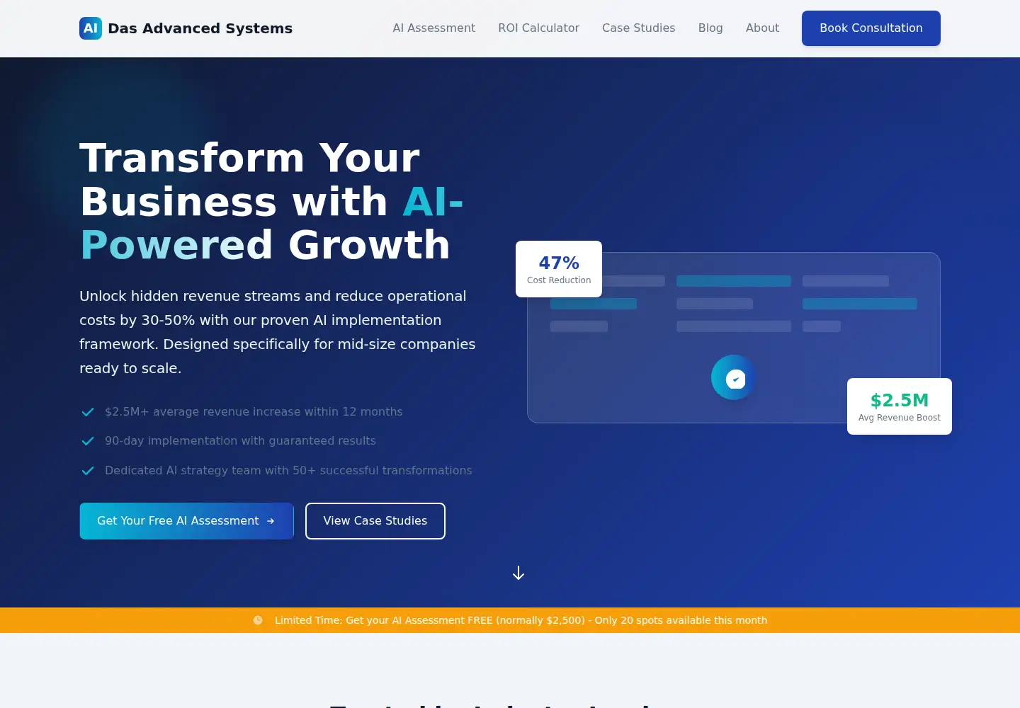 Captured homepage of dasadvancedsystems.com in the current scan