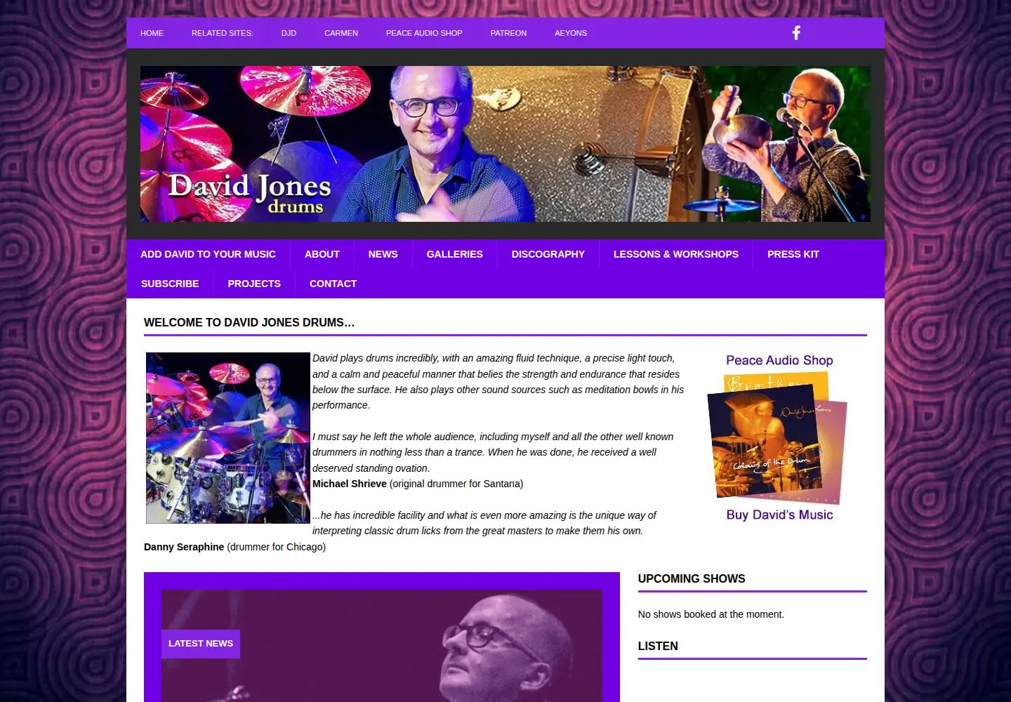 Screenshot of davidjonesdrums.com