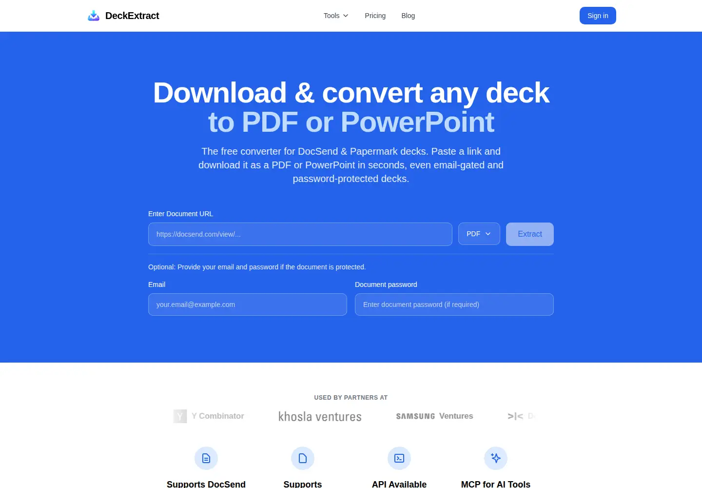 Screenshot of deckextract.com