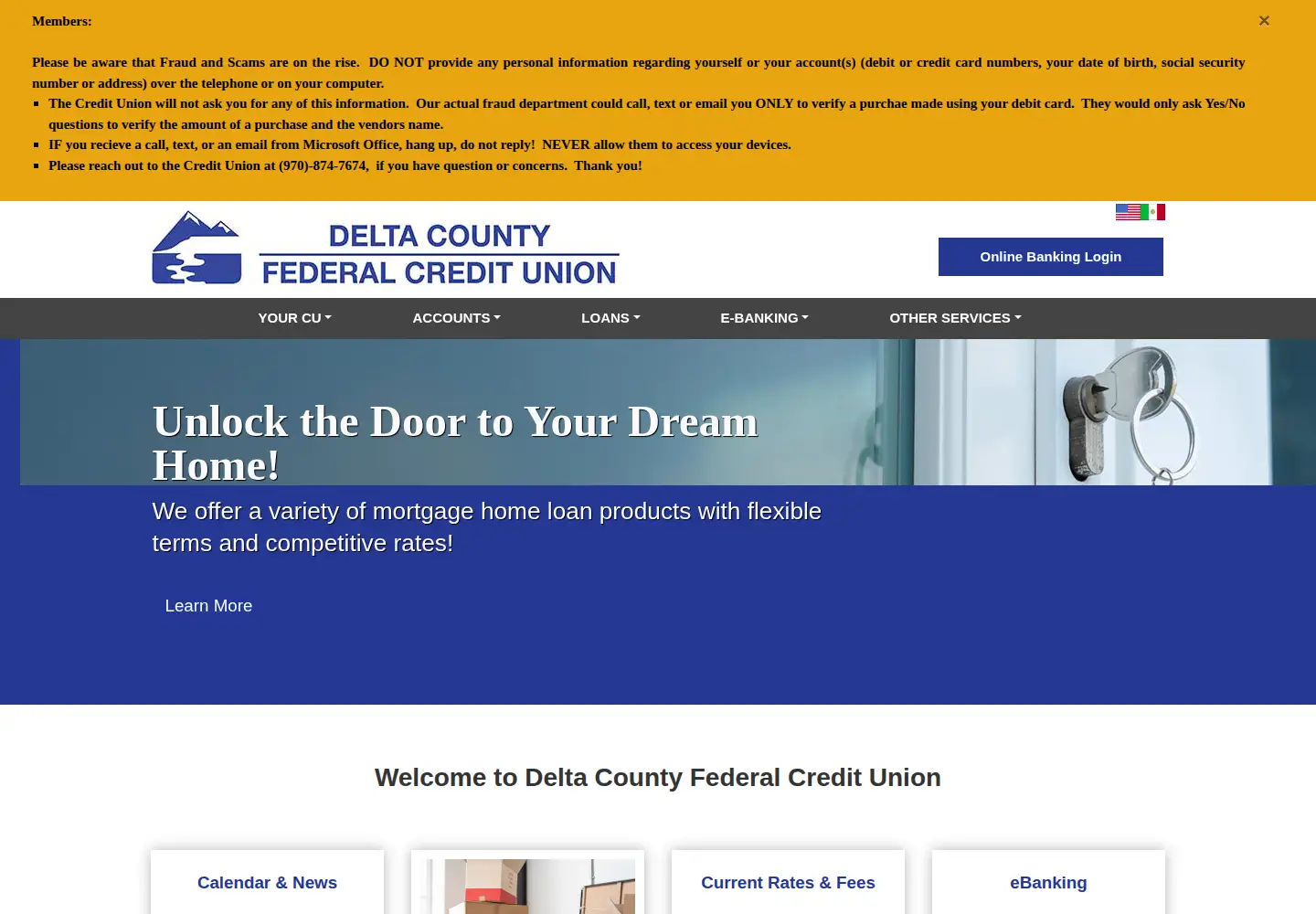 Screenshot of deltacountyfcu.com