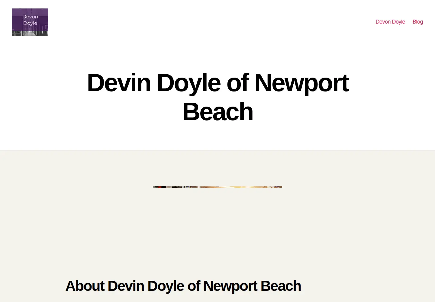 Captured homepage of devindoyle-newportbeach.com in the current scan
