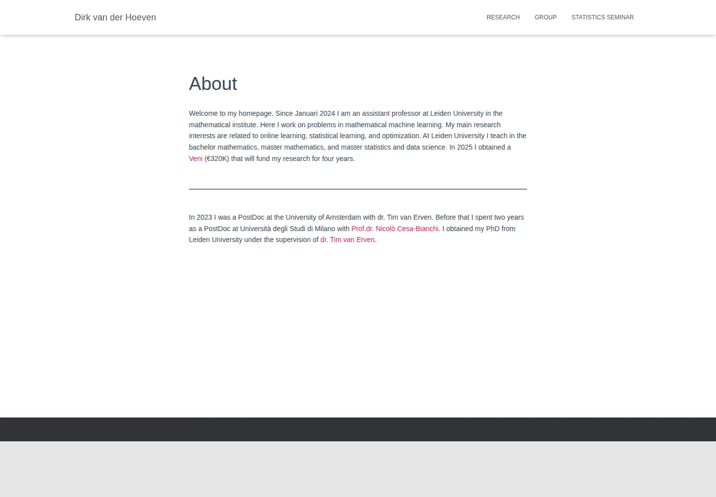 Captured homepage of dirkvanderhoeven.com in the current scan