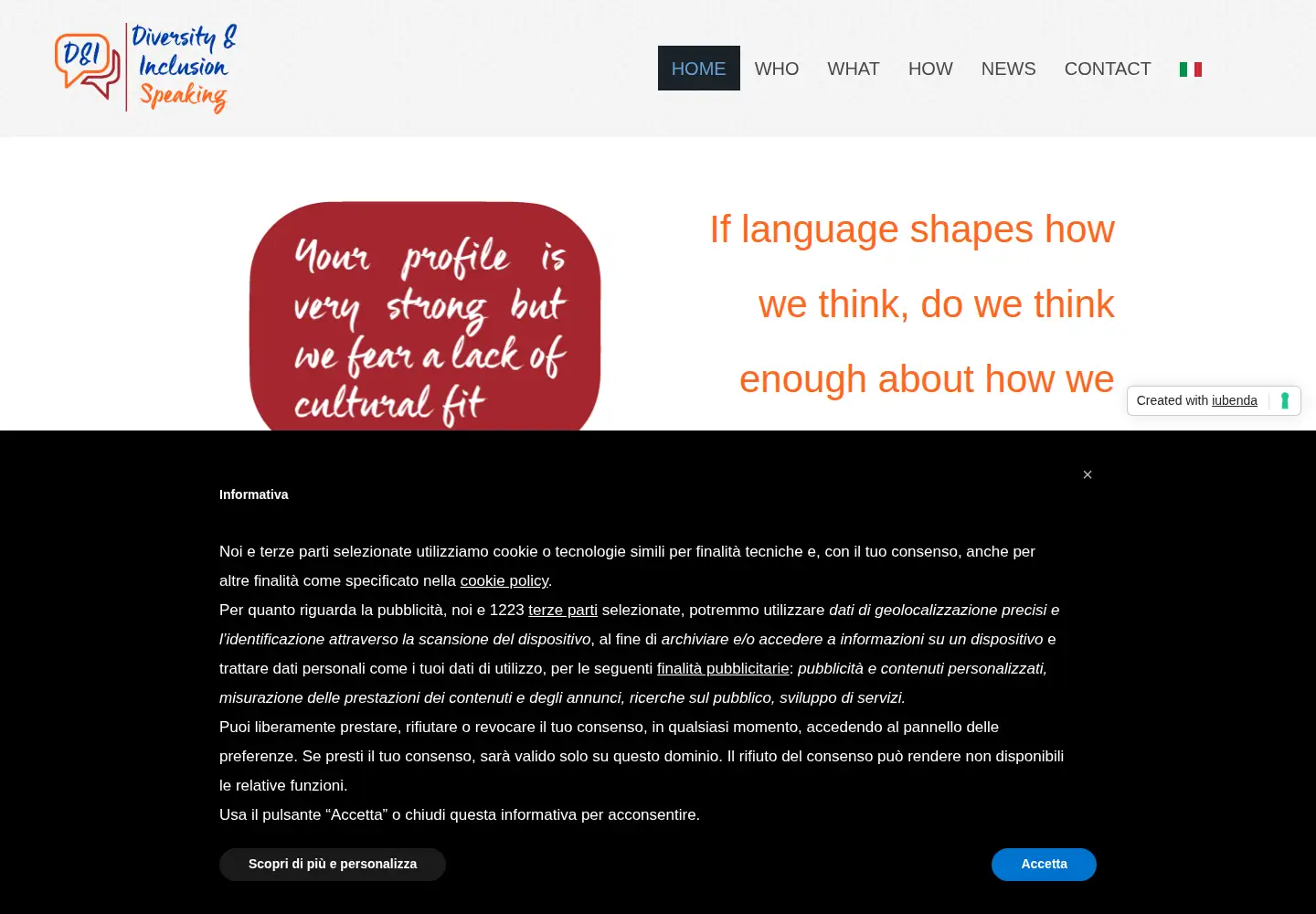 Captured homepage of diversityspeaking.com in the current scan