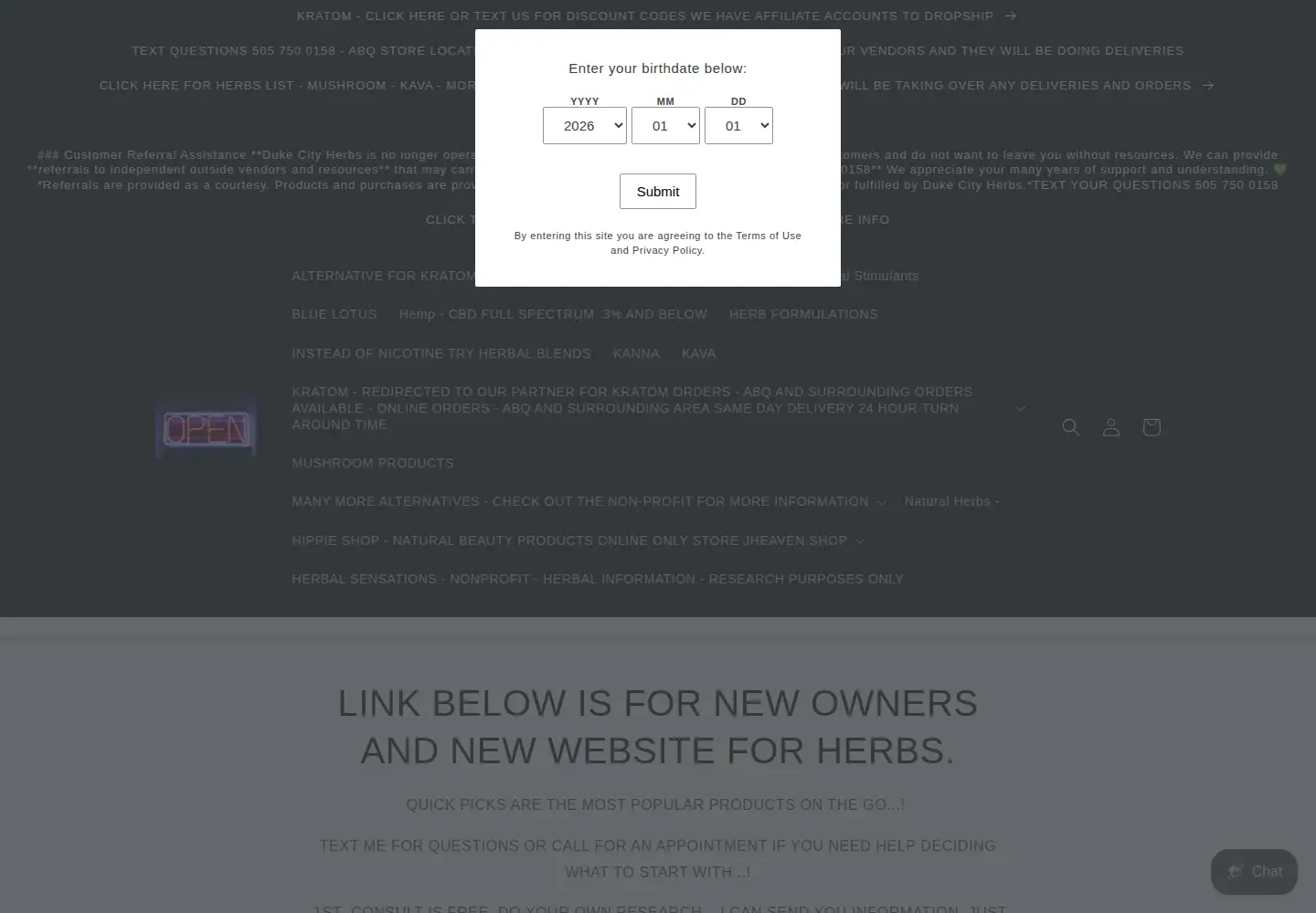Screenshot of dukecityherbs.com
