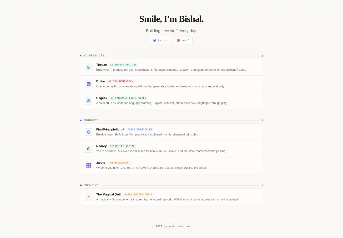 Screenshot of dynamicbishal.com