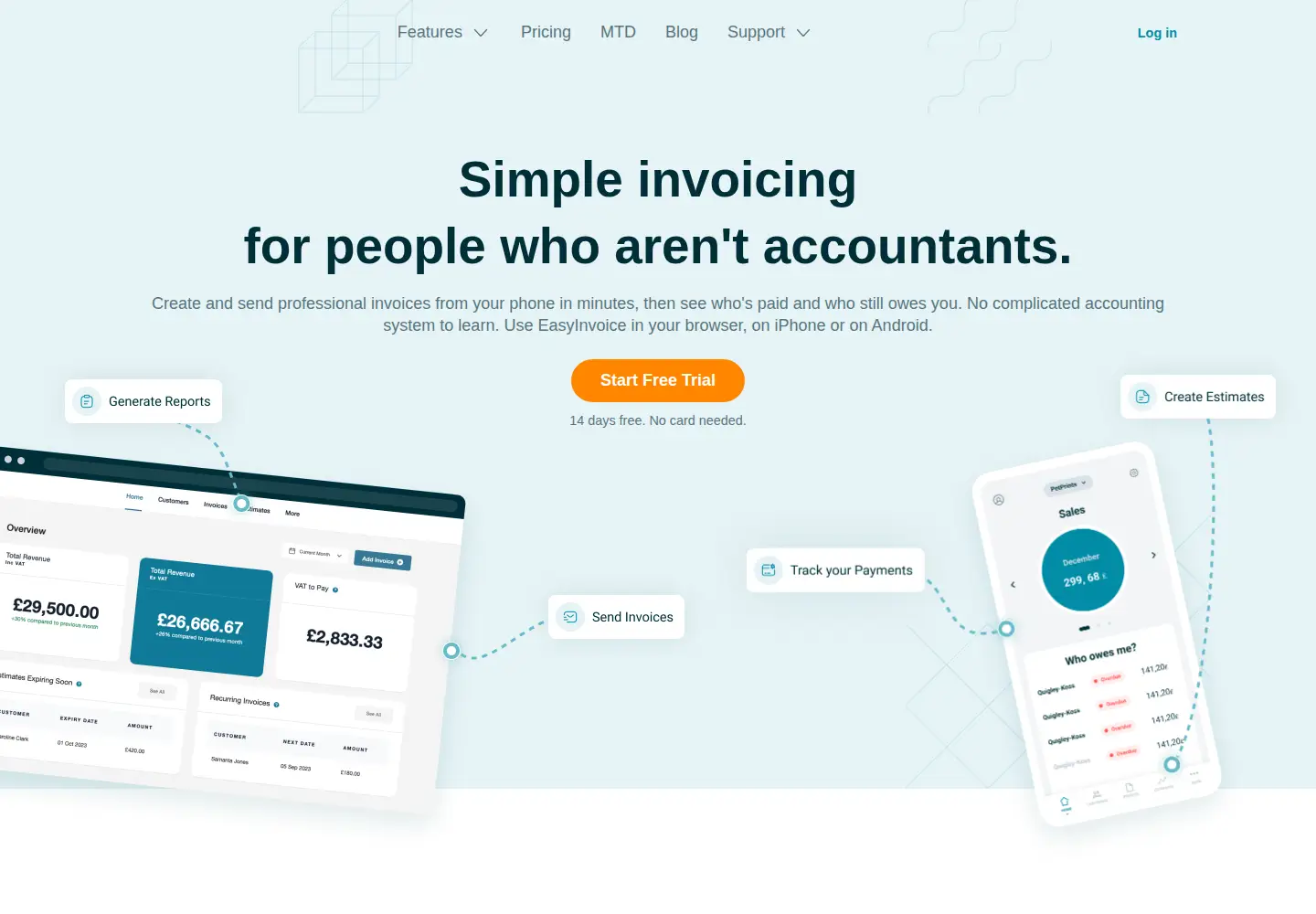 Screenshot of easyinvoice.com