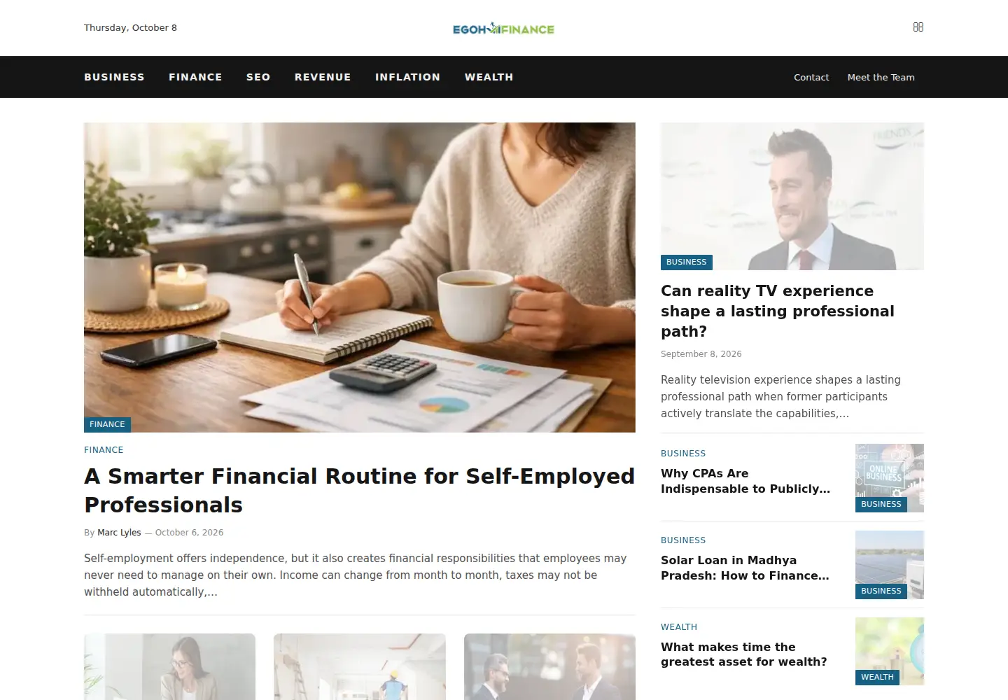 Screenshot of egohfinance.com