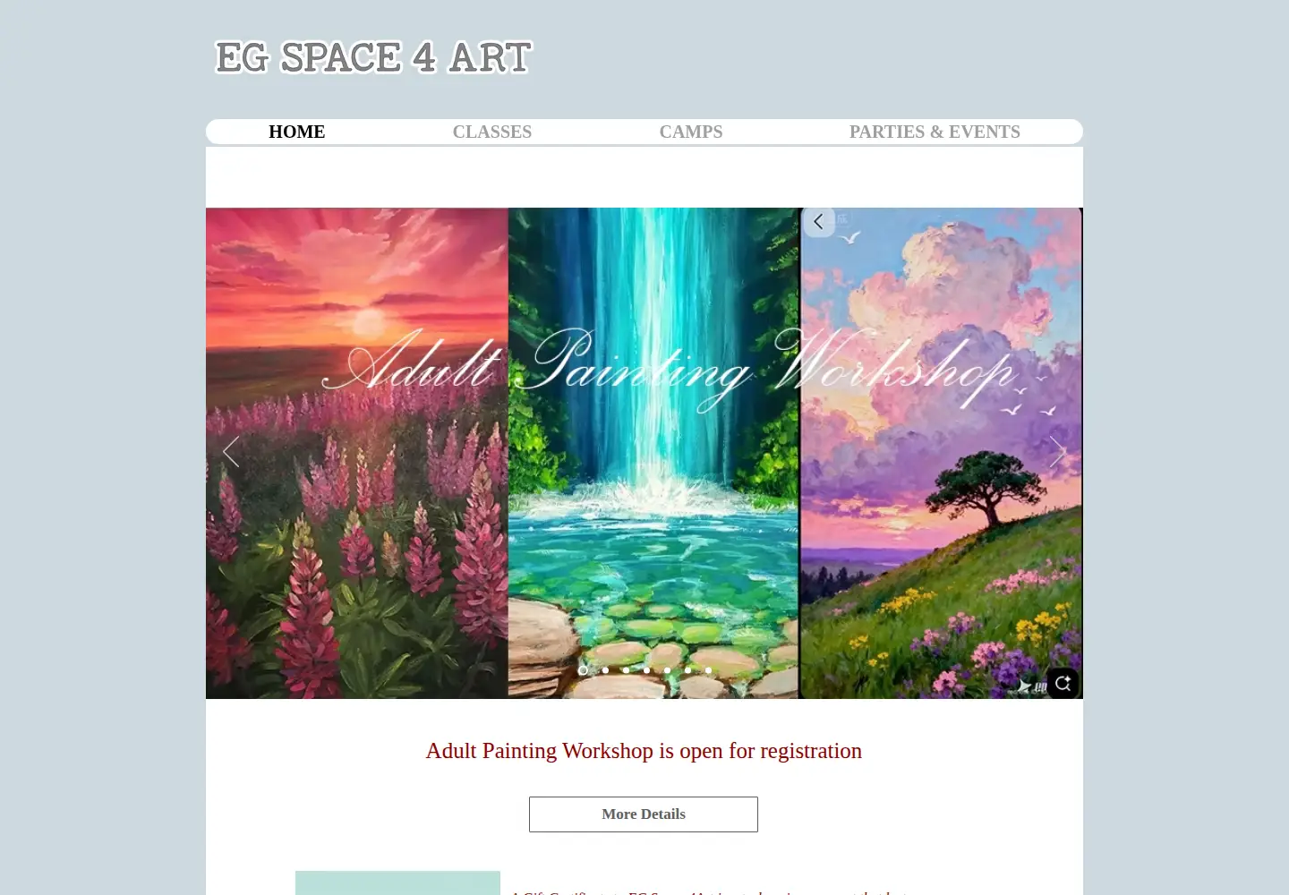 Captured homepage of egspace4art.com in the current scan