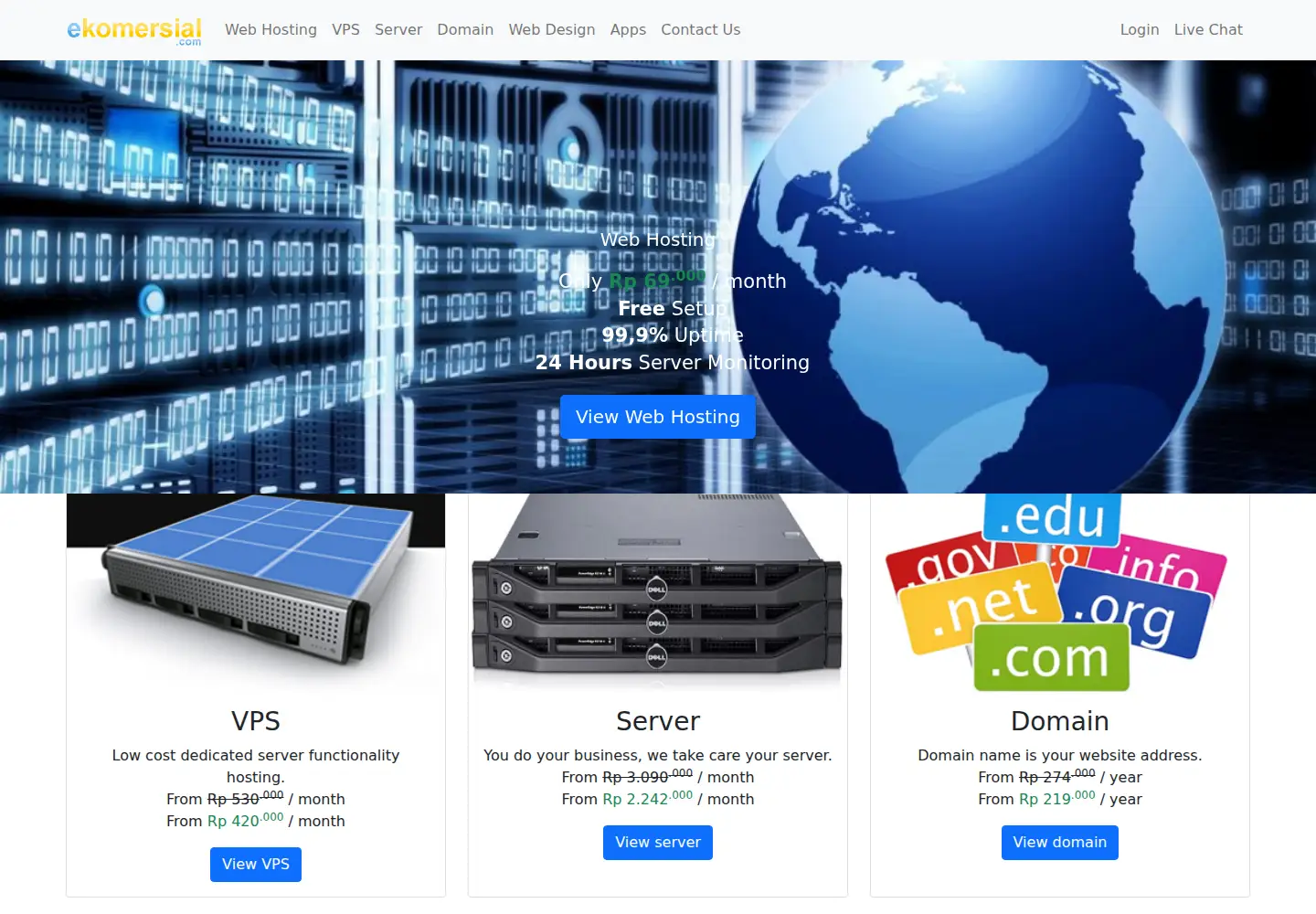 Captured homepage of ekomersial.com in the current scan