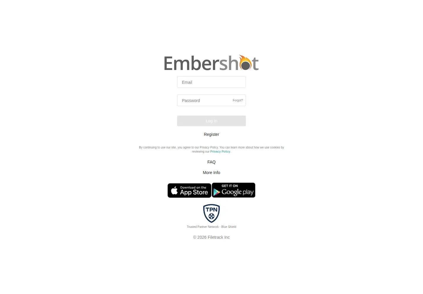 Screenshot of embershot.com