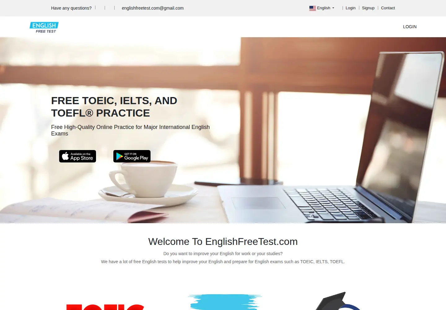 Captured homepage of englishfreetest.com in the current scan
