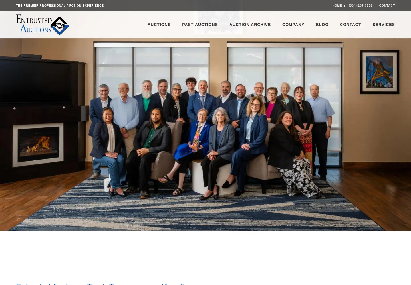 Captured homepage of entrustedauctions.com in the current scan