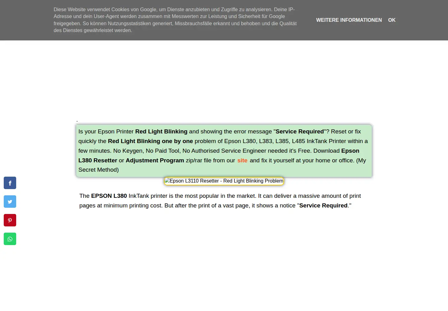 Screenshot of epson-l380-resetter.com