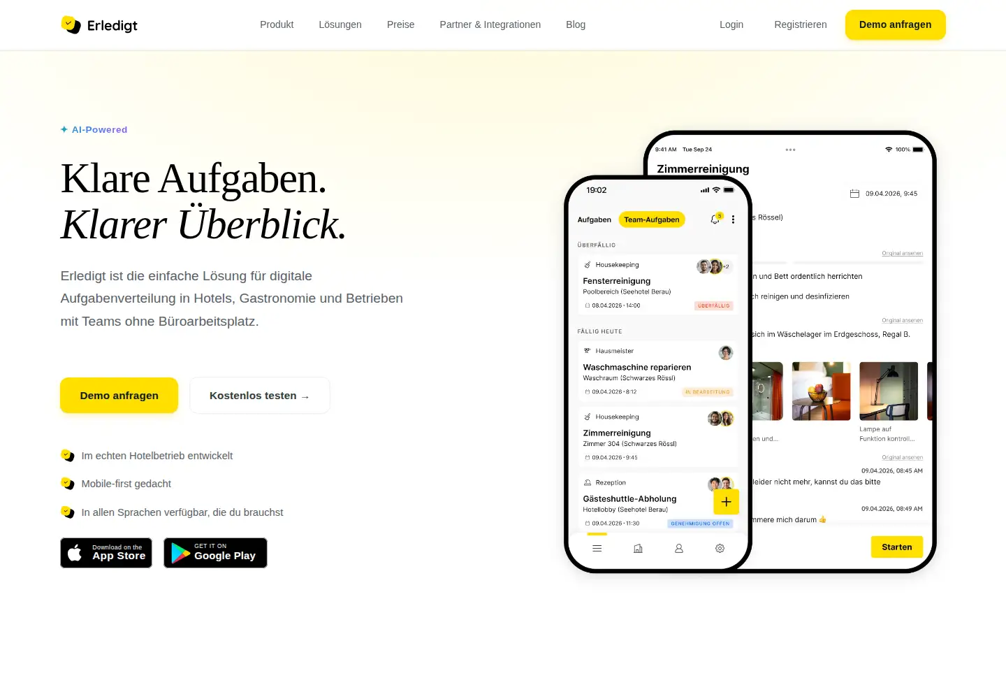 Captured homepage of erledigt.com in the current scan