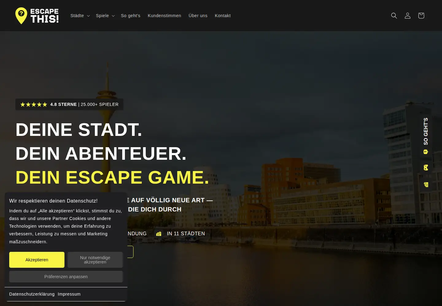 Captured homepage of escape-this.com in the current scan
