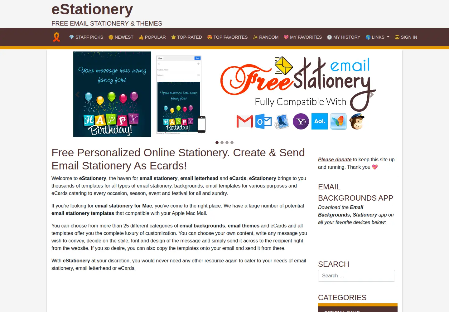 Screenshot of estationery.com
