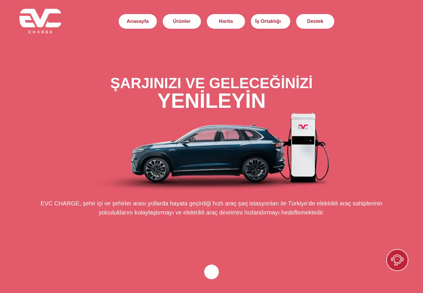 Captured homepage of evccharge.com in the current scan