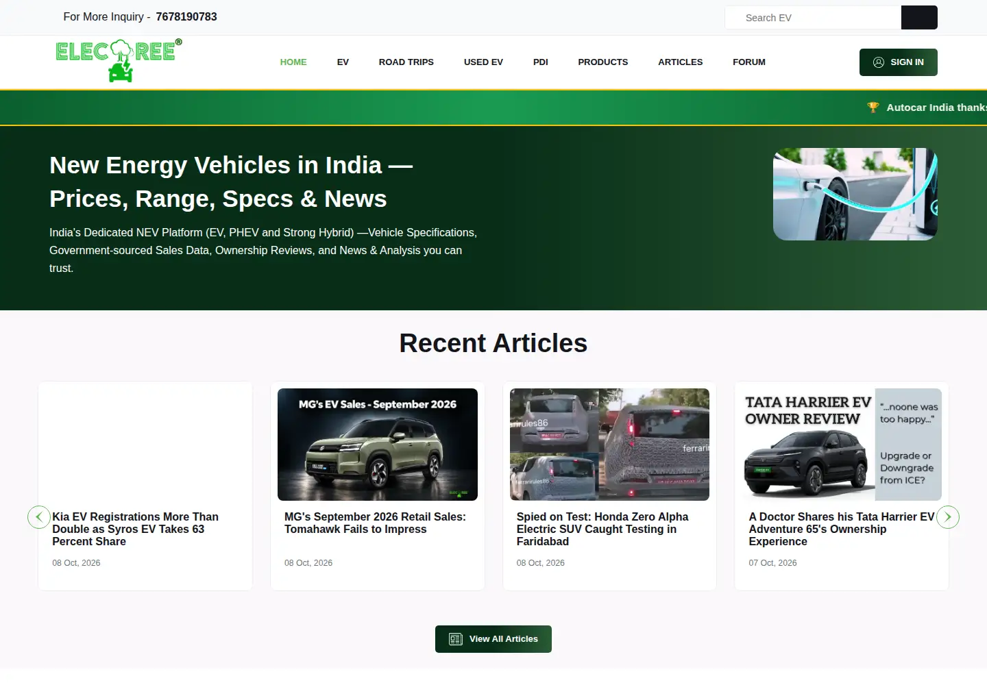 Captured homepage of evelectree.com in the current scan