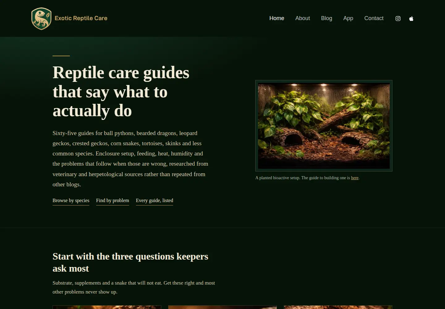 Screenshot of exoticreptilecare.com