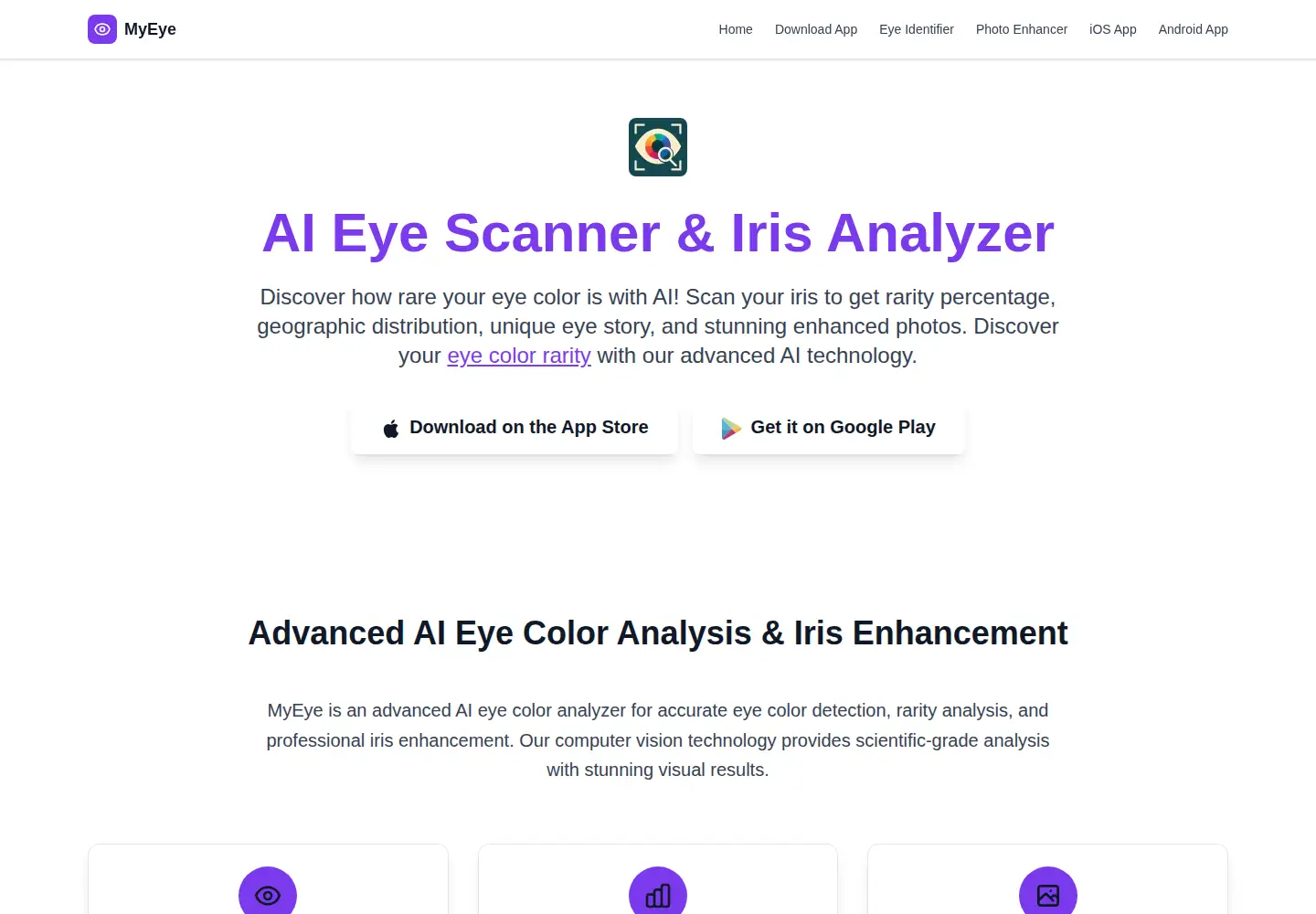 Captured homepage of eyecoloridentifier.com in the current scan
