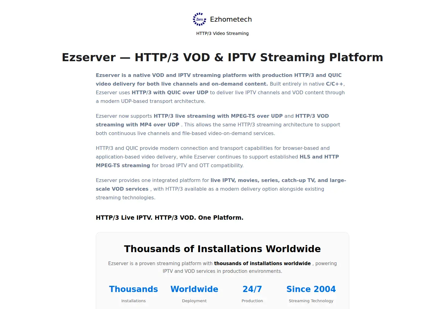 Captured homepage of ezhometech.com in the current scan