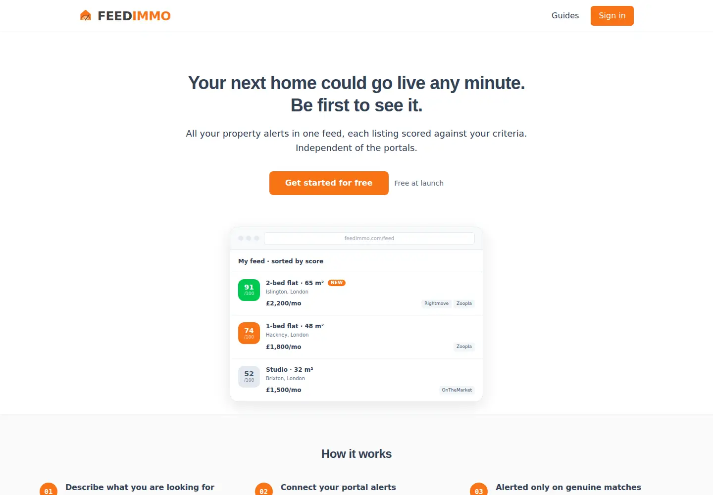 Captured homepage of feedimmo.com in the current scan