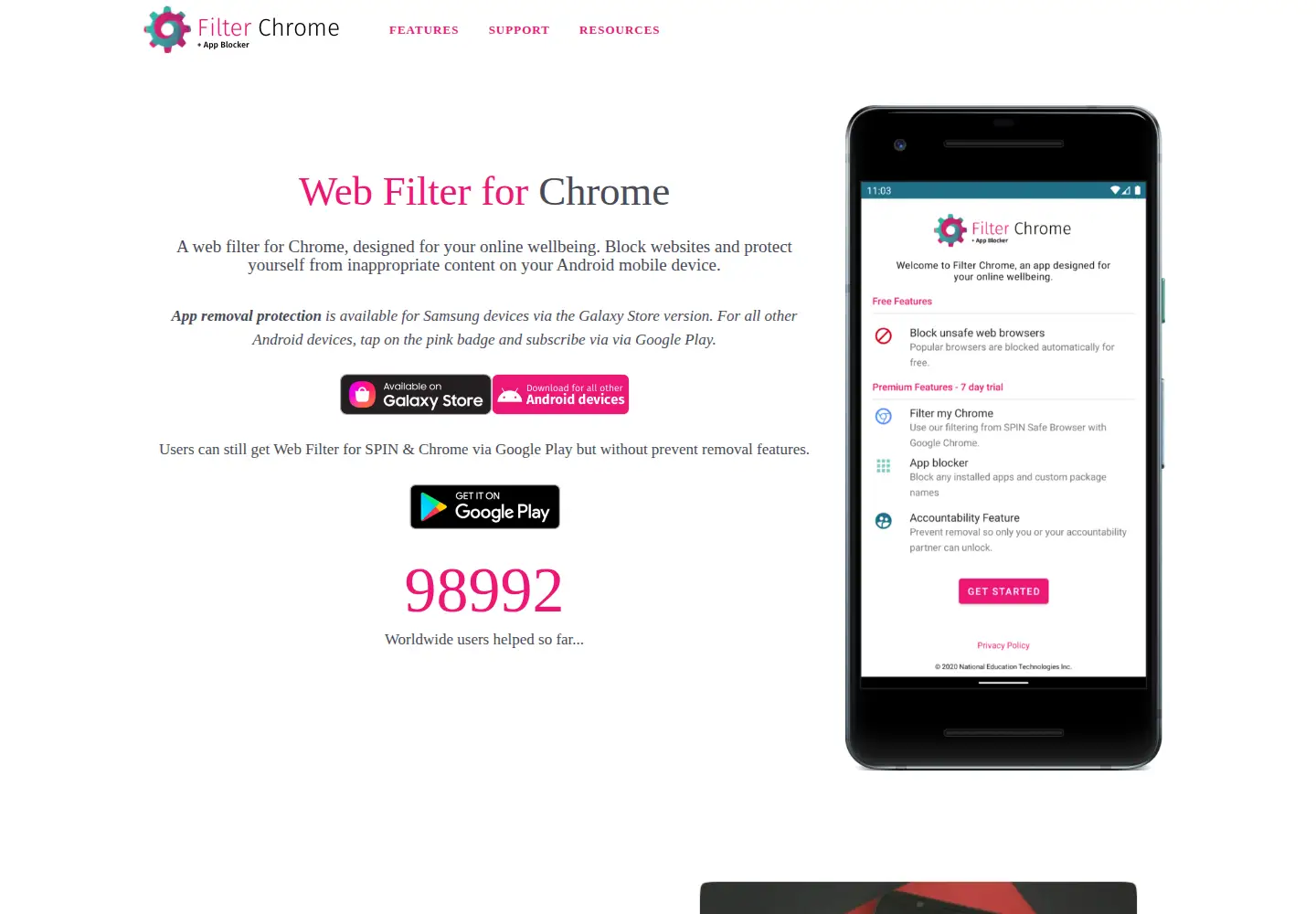 Screenshot of filterchrome.com
