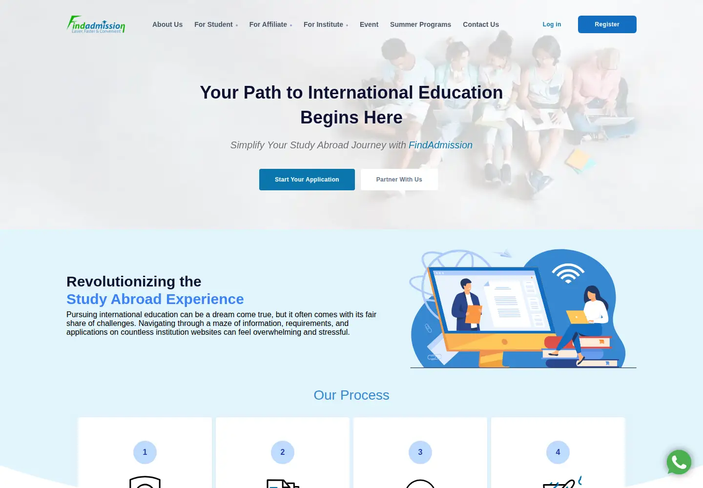 Screenshot of findadmission.com