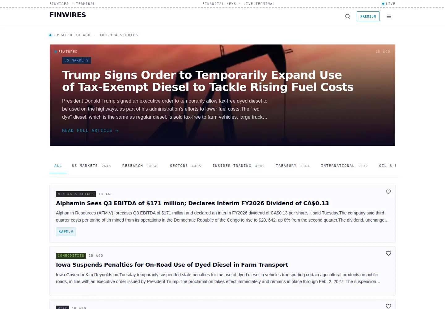 Screenshot of finwires.com