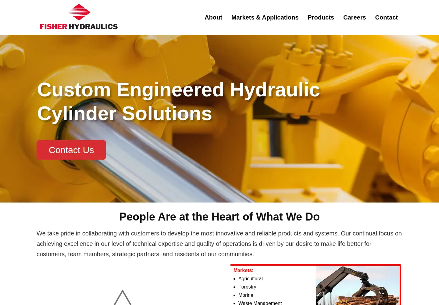 Captured homepage of fisherhydraulics.com in the current scan