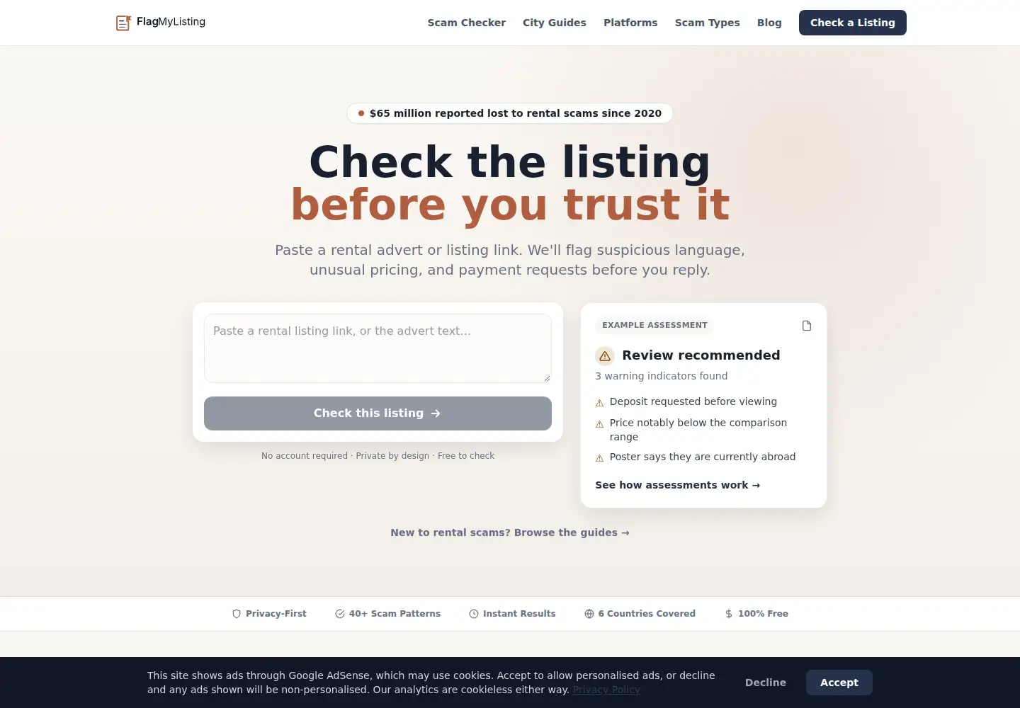 Screenshot of flagmylisting.com